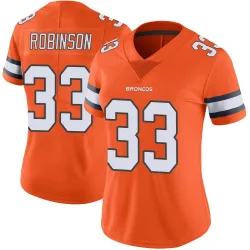 Women's Jaden Robinson Denver Broncos No.33 Limited Color Rush Vapor Untouchable Jersey - Orange
