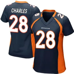Women's Jamaal Charles Denver Broncos No.28 Game Alternate Jersey - Navy Blue