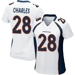 Women's Jamaal Charles Denver Broncos No.28 Game Jersey - White