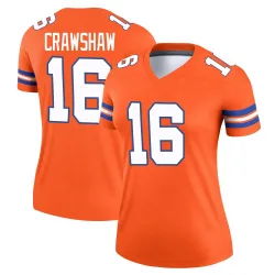 Women's Jeremy Crawshaw Denver Broncos No.16 Legend Alternate Mile High Collection 1977 Throwback Jersey - Orange