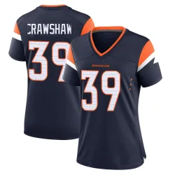 Women's Jeremy Crawshaw Denver Broncos No.39 Game Alternate Jersey - Navy
