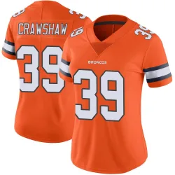 Women's Jeremy Crawshaw Denver Broncos No.39 Limited Color Rush Vapor Untouchable Jersey - Orange