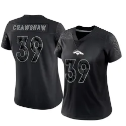 Women's Jeremy Crawshaw Denver Broncos No.39 Limited Reflective Jersey - Black