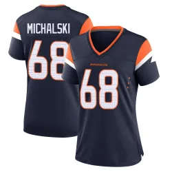 Women's Joe Michalski Denver Broncos No.68 Game Alternate Jersey - Navy
