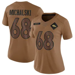 Women's Joe Michalski Denver Broncos No.68 Limited 2023 Salute To Service Jersey - Brown