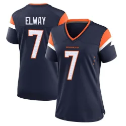 Women's John Elway Denver Broncos No.7 Game Alternate Jersey - Navy
