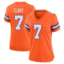 Women's John Elway Denver Broncos No.7 Game Alternate Mile High Collection 1977 Throwback Jersey - Orange