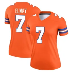 Women's John Elway Denver Broncos No.7 Legend Alternate Mile High Collection 1977 Throwback Jersey - Orange