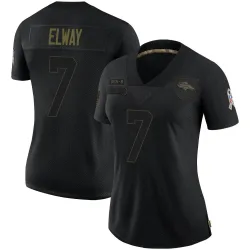 Women's John Elway Denver Broncos No.7 Limited 2020 Salute To Service Jersey - Black