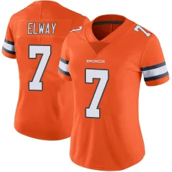 Women's John Elway Denver Broncos No.7 Limited Color Rush Vapor Untouchable Jersey - Orange