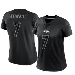 Women's John Elway Denver Broncos No.7 Limited Reflective Jersey - Black