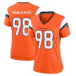Women's John Franklin-Myers Denver Broncos No.98 Game Jersey - Orange