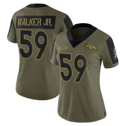 Women's Johnny Walker Jr. Denver Broncos No.59 Limited 2021 Salute To Service Jersey - Olive