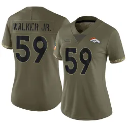 Women's Johnny Walker Jr. Denver Broncos No.59 Limited 2022 Salute To Service Jersey - Olive