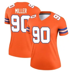 Women's Jordan Miller Denver Broncos No.90 Legend Alternate Mile High Collection 1977 Throwback Jersey - Orange