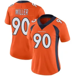 Women's Jordan Miller Denver Broncos No.90 Limited Team Color Vapor Untouchable Jersey - Orange