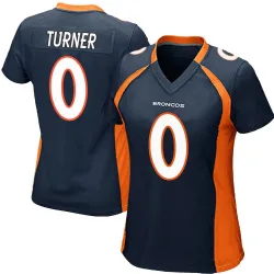 Women's Jordan Turner Denver Broncos No.0 Game Alternate Jersey - Navy Blue
