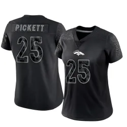 Women's Joshua Pickett Denver Broncos No.25 Limited Reflective Jersey - Black