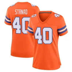 Women's Justin Strnad Denver Broncos No.40 Game Alternate Mile High Collection 1977 Throwback Jersey - Orange