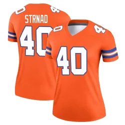 Women's Justin Strnad Denver Broncos No.40 Legend Alternate Mile High Collection 1977 Throwback Jersey - Orange