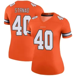 Women's Justin Strnad Denver Broncos No.40 Legend Color Rush Jersey - Orange