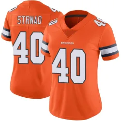 Women's Justin Strnad Denver Broncos No.40 Limited Color Rush Vapor Untouchable Jersey - Orange