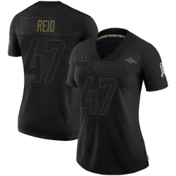 Women's Karene Reid Denver Broncos No.47 Limited 2020 Salute To Service Jersey - Black