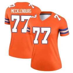 Women's Karl Mecklenburg Denver Broncos No.77 Legend Alternate Mile High Collection 1977 Throwback Jersey - Orange