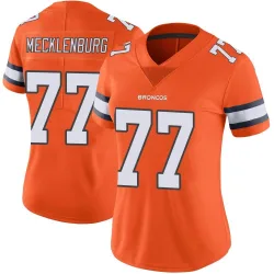 Women's Karl Mecklenburg Denver Broncos No.77 Limited Color Rush Vapor Untouchable Jersey - Orange