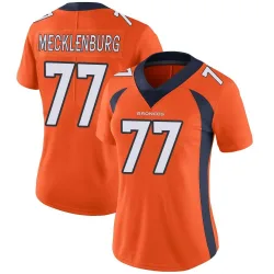 Women's Karl Mecklenburg Denver Broncos No.77 Limited Team Color Vapor Untouchable Jersey - Orange