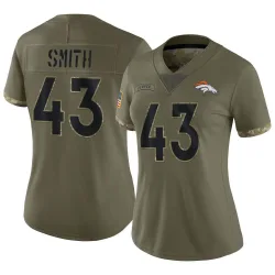 Women's Keidron Smith Denver Broncos No.43 Limited 2022 Salute To Service Jersey - Olive