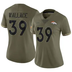 Women's Levi Wallace Denver Broncos No.39 Limited 2022 Salute To Service Jersey - Olive