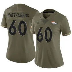 Women's Luke Wattenberg Denver Broncos No.60 Limited 2022 Salute To Service Jersey - Olive