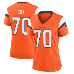 Women's Marques Cox Denver Broncos No.70 Game Jersey - Orange