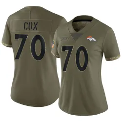 Women's Marques Cox Denver Broncos No.70 Limited 2022 Salute To Service Jersey - Olive