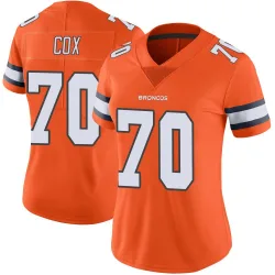 Women's Marques Cox Denver Broncos No.70 Limited Color Rush Vapor Untouchable Jersey - Orange