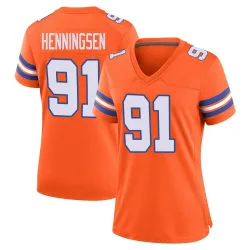 Women's Matt Henningsen Denver Broncos No.91 Game Alternate Mile High Collection 1977 Throwback Jersey - Orange