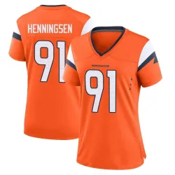 Women's Matt Henningsen Denver Broncos No.91 Game Jersey - Orange