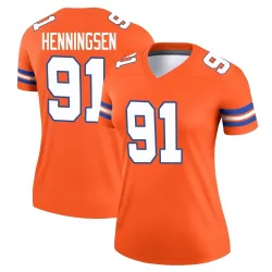 Women's Matt Henningsen Denver Broncos No.91 Legend Alternate Mile High Collection 1977 Throwback Jersey - Orange