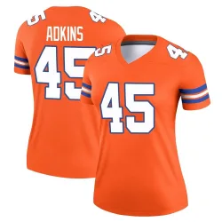 Women's Nate Adkins Denver Broncos No.45 Legend Alternate Mile High Collection 1977 Throwback Jersey - Orange