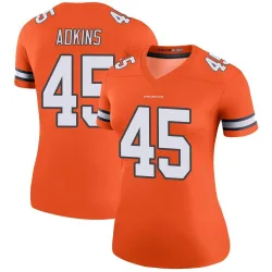 Women's Nate Adkins Denver Broncos No.45 Legend Color Rush Jersey - Orange