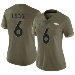 Women's P.J. Locke Denver Broncos No.6 Limited 2022 Salute To Service Jersey - Olive