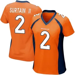 Women's Pat Surtain II Denver Broncos No.2 Game Team Color Jersey - Orange