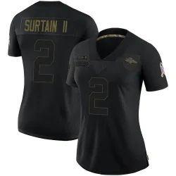 Women's Pat Surtain II Denver Broncos No.2 Limited 2020 Salute To Service Jersey - Black
