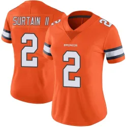 Women's Pat Surtain II Denver Broncos No.2 Limited Color Rush Vapor Untouchable Jersey - Orange