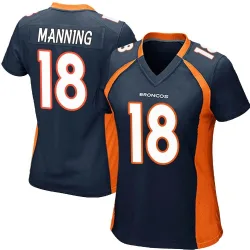 Women's Peyton Manning Denver Broncos No.18 Game Alternate Jersey - Navy Blue