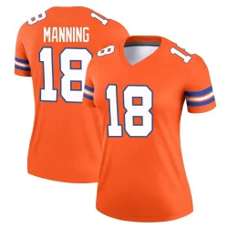 Women's Peyton Manning Denver Broncos No.18 Legend Alternate Mile High Collection 1977 Throwback Jersey - Orange