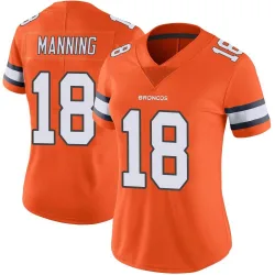 Women's Peyton Manning Denver Broncos No.18 Limited Color Rush Vapor Untouchable Jersey - Orange