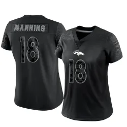 Women's Peyton Manning Denver Broncos No.18 Limited Reflective Jersey - Black