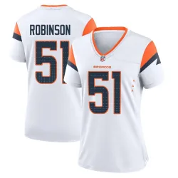 Women's Que Robinson Denver Broncos No.51 Game 2nd Jersey - White